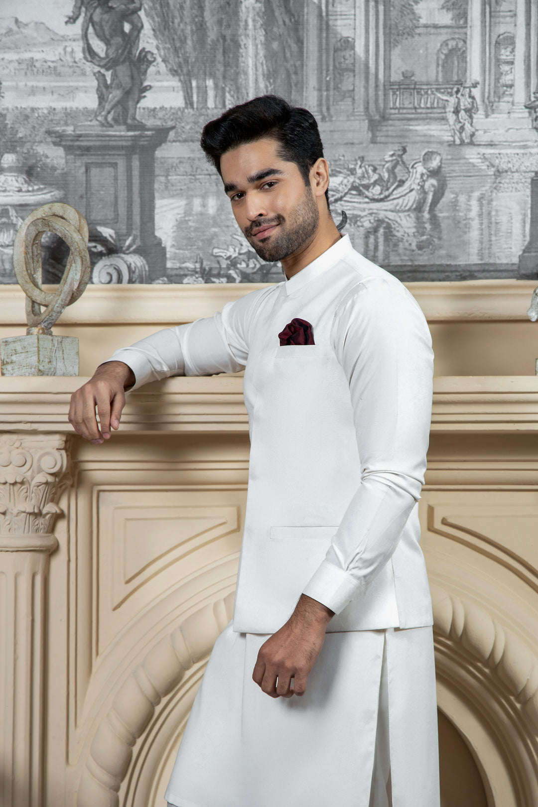 Shahjahan - Boski Offwhite Kurta Trouser with Waistcoat For Men
