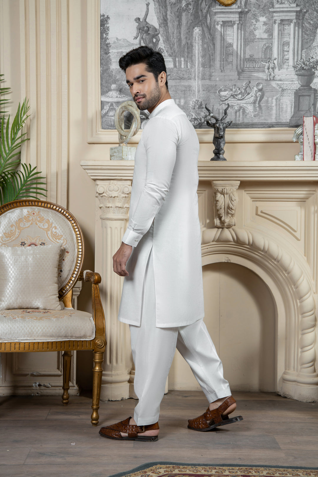 Shahjahan Off White Soft Cotton Kurta Shalwar 2 Piece Suit