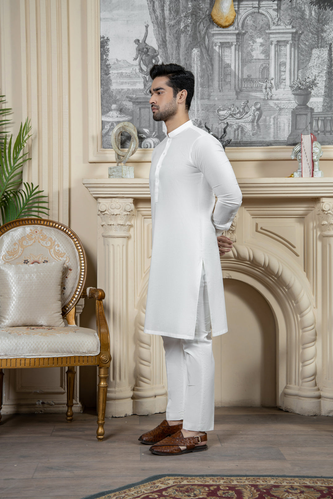 Shahjahan Off white Soft Cotton Kurta Trouser 2 Piece Suit