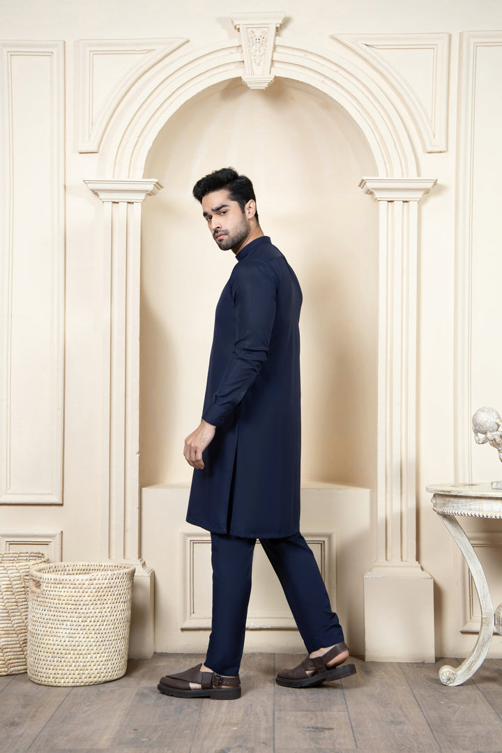 Shahjahan - Boski Kurta Trouser Navy Blue For Men