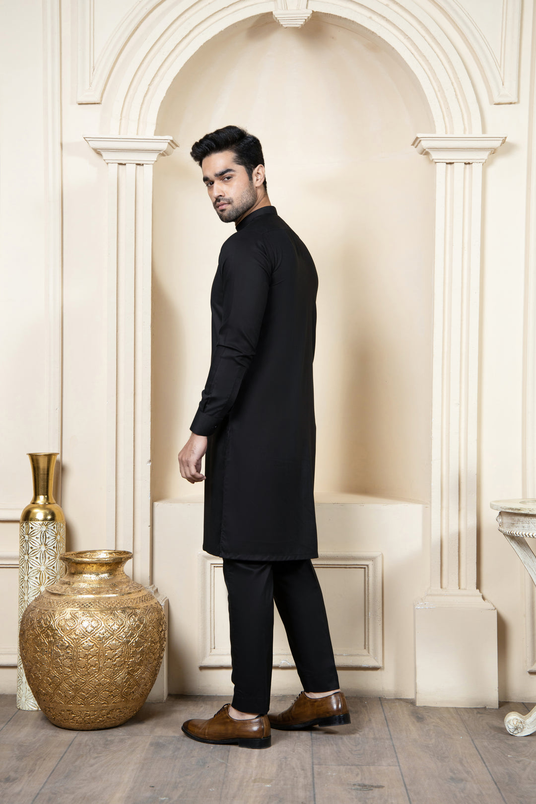 Shahjahan - Black Boski Kurta Trouser For Men