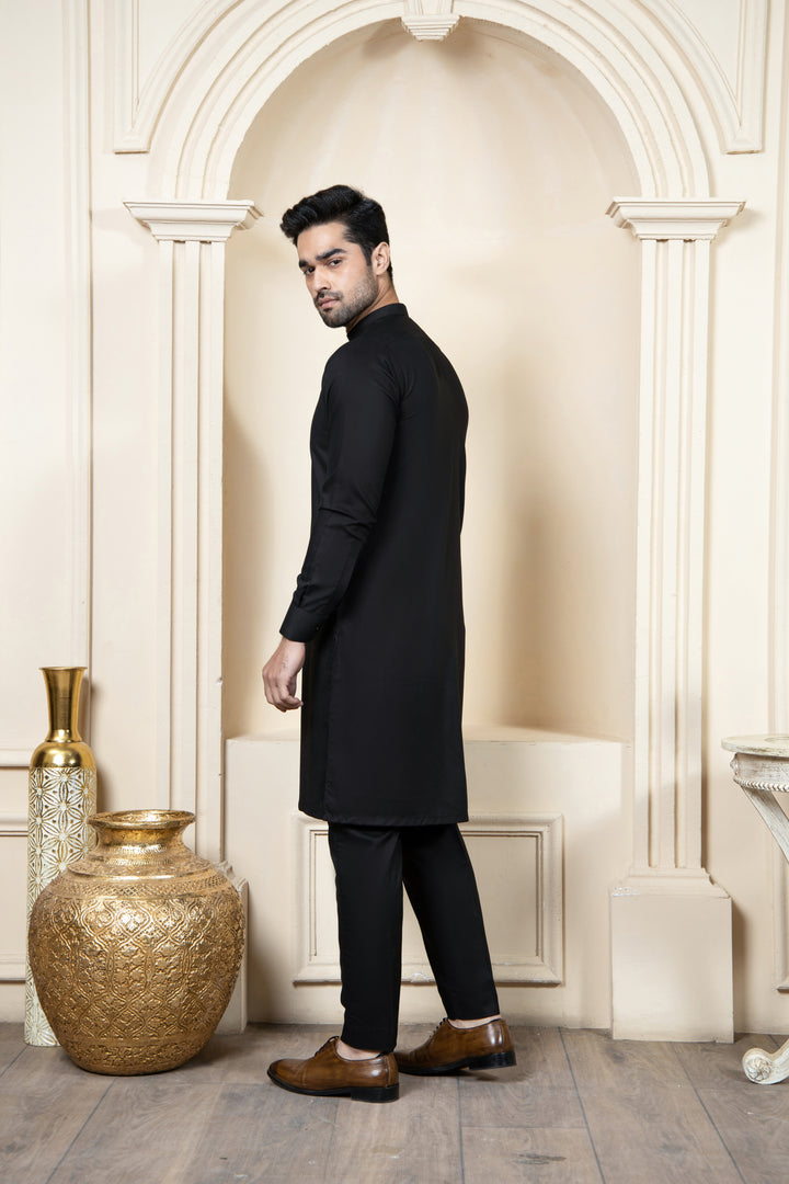 Shahjahan - Black Boski Kurta Trouser For Men