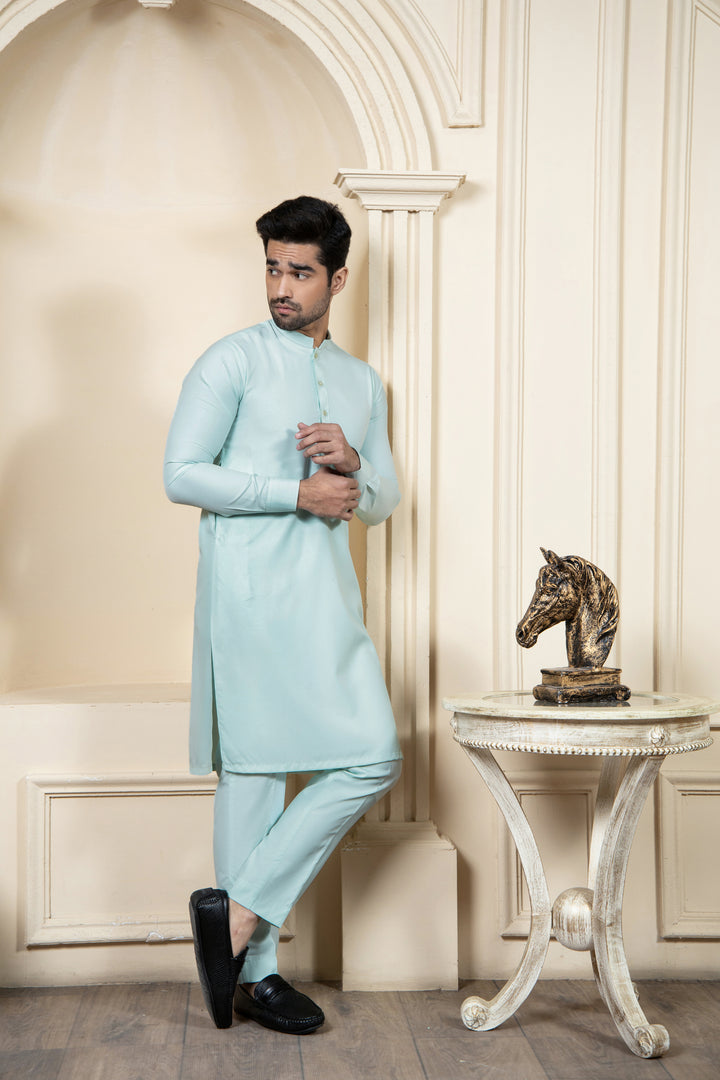 Shahjahan Aquamarine Kurta Trouser 2 Piece Suit