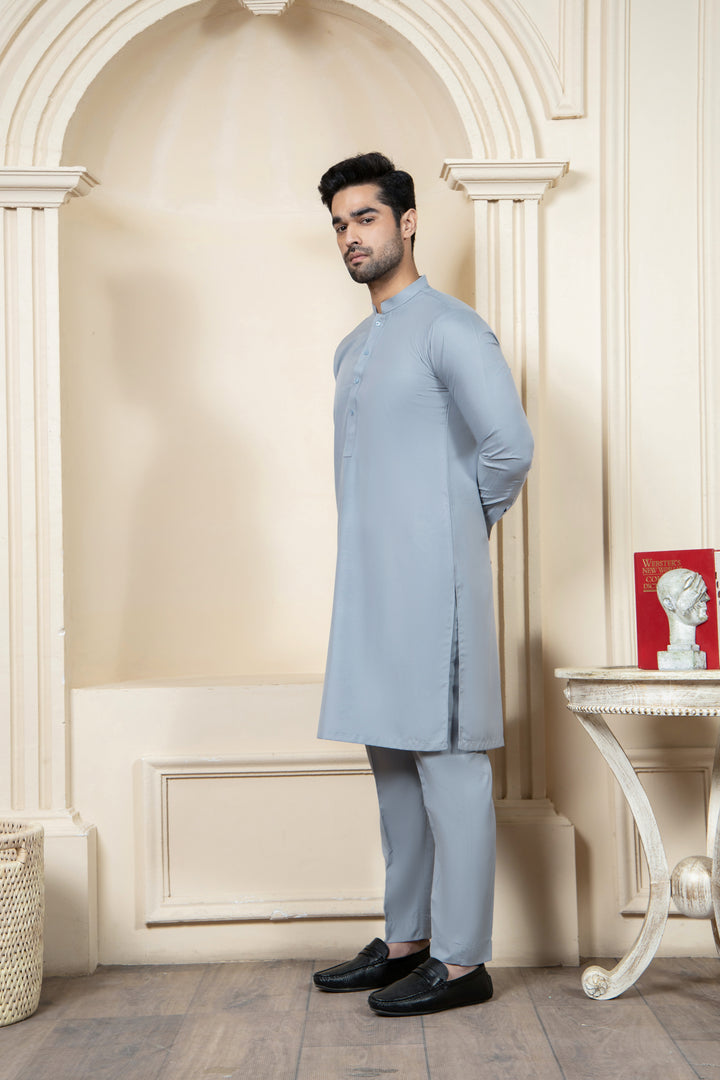 Shahjahan Ash Grey Kurta Trouser 2 Piece Suit