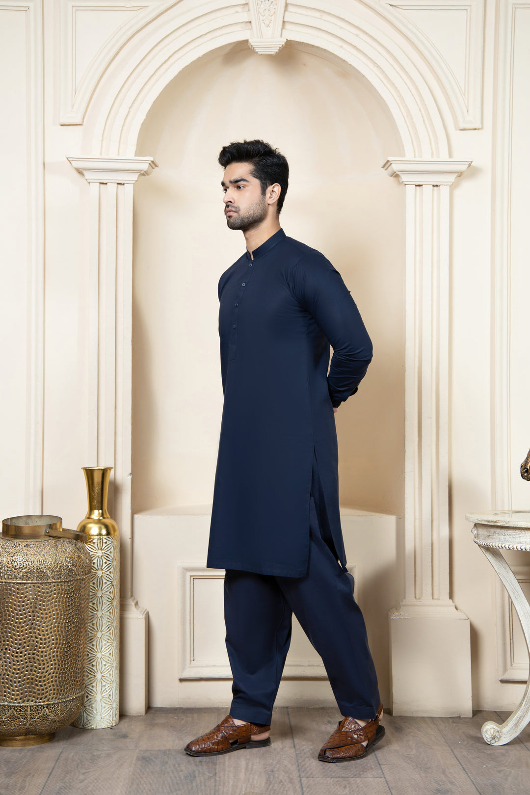 Shahjahan Navy Blue Soft Cotton Kurta Shalwar 2 Piece Suit