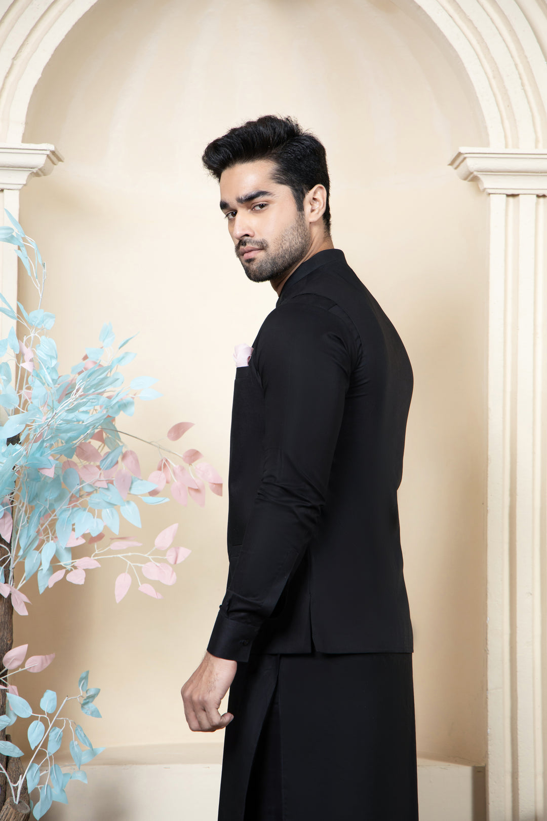 Shahjahan - Black Soft Cotton Kurta Trouer with waistcoat For Men