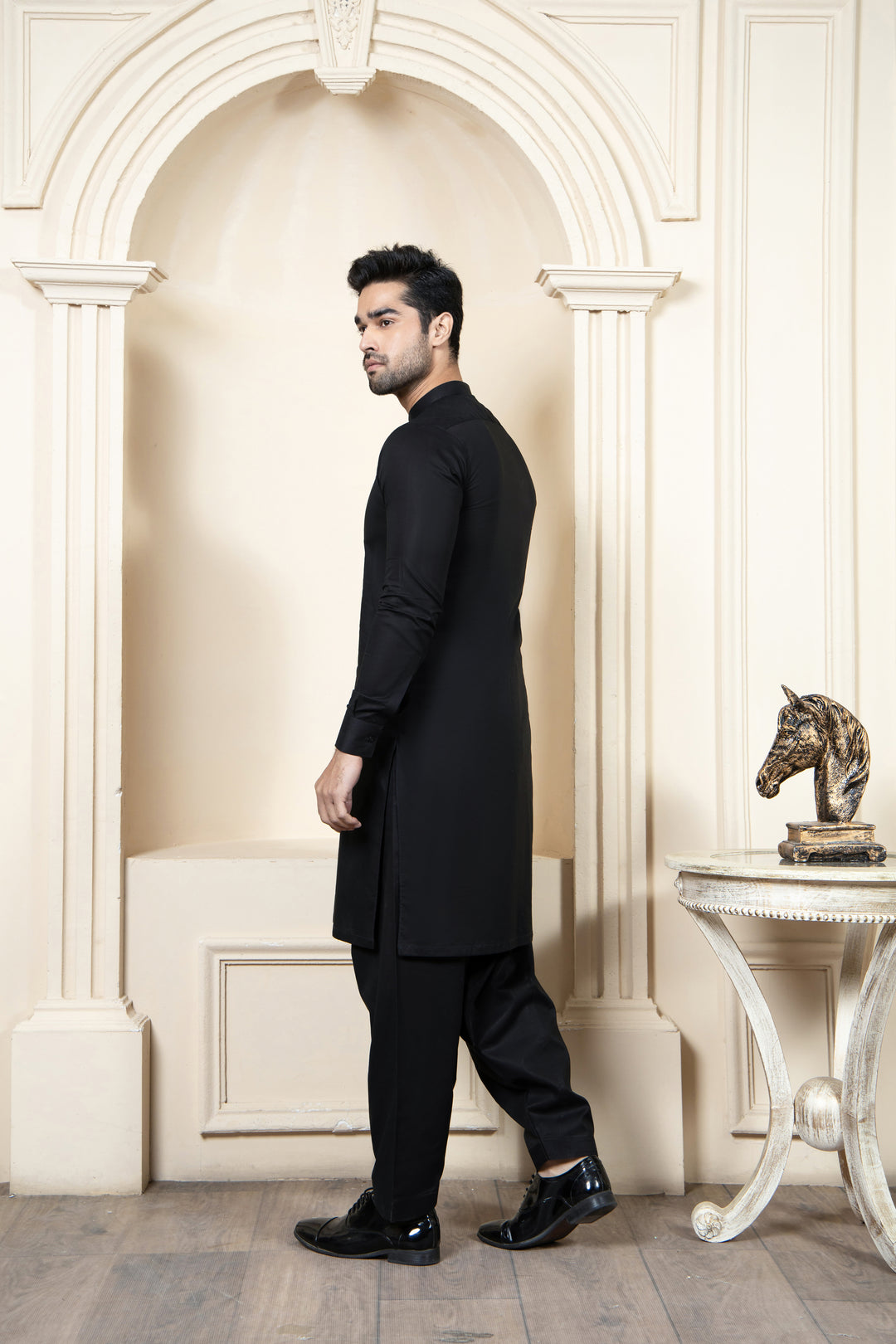 Shahjahan - Black Soft Cotton Kurta Shalwar For Men