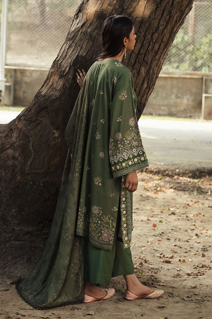 Cross Stitch - WHISPERING PETALS Marina Green Unstitch Suit For Women - 3 Piece