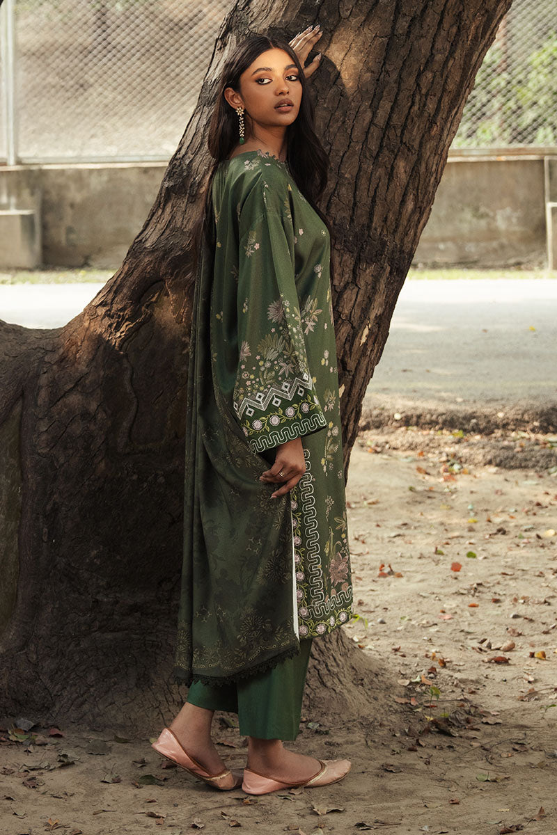 Cross Stitch - WHISPERING PETALS Marina Green Unstitch Suit For Women - 3 Piece