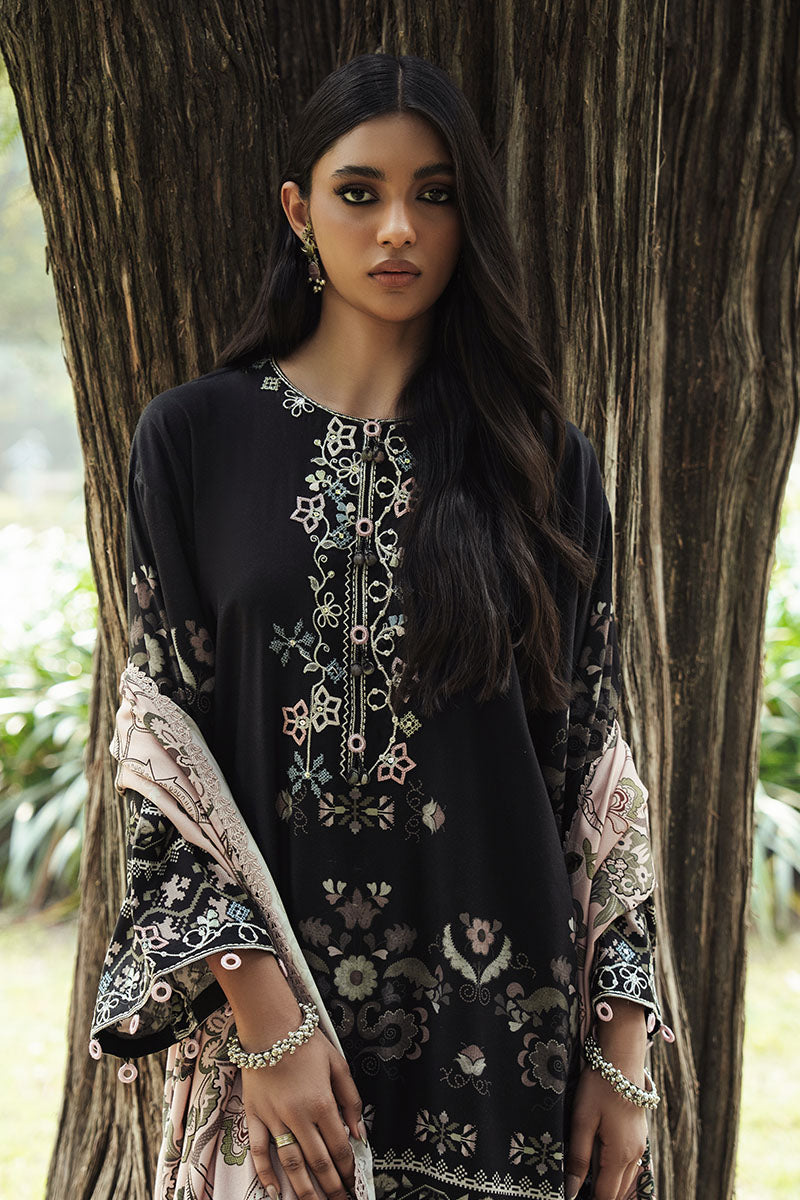 Cross Stitch - BLACK NOIR Marina Black Unstitch Suit For Women - 3 Piece