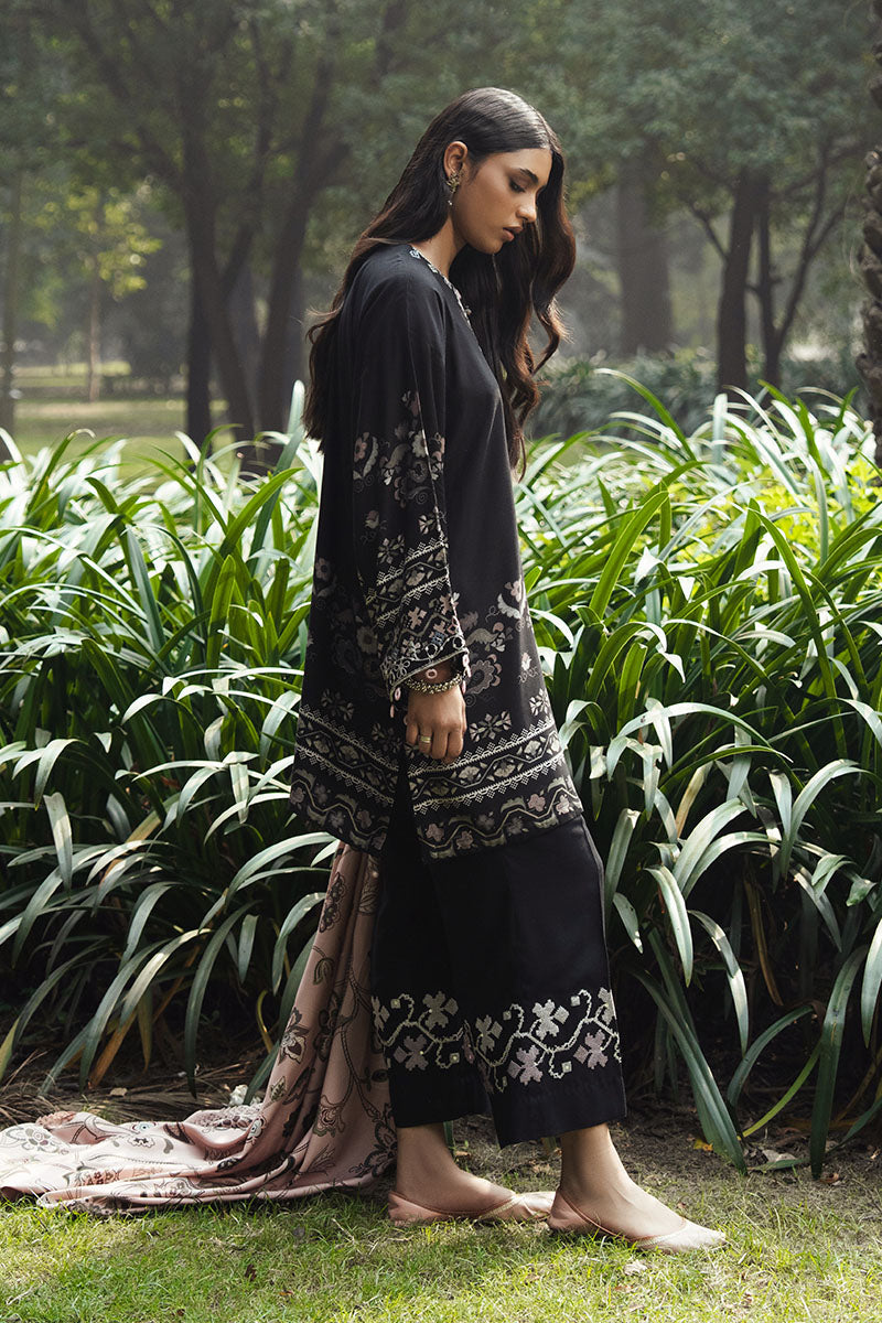 Cross Stitch - BLACK NOIR Marina Black Unstitch Suit For Women - 3 Piece