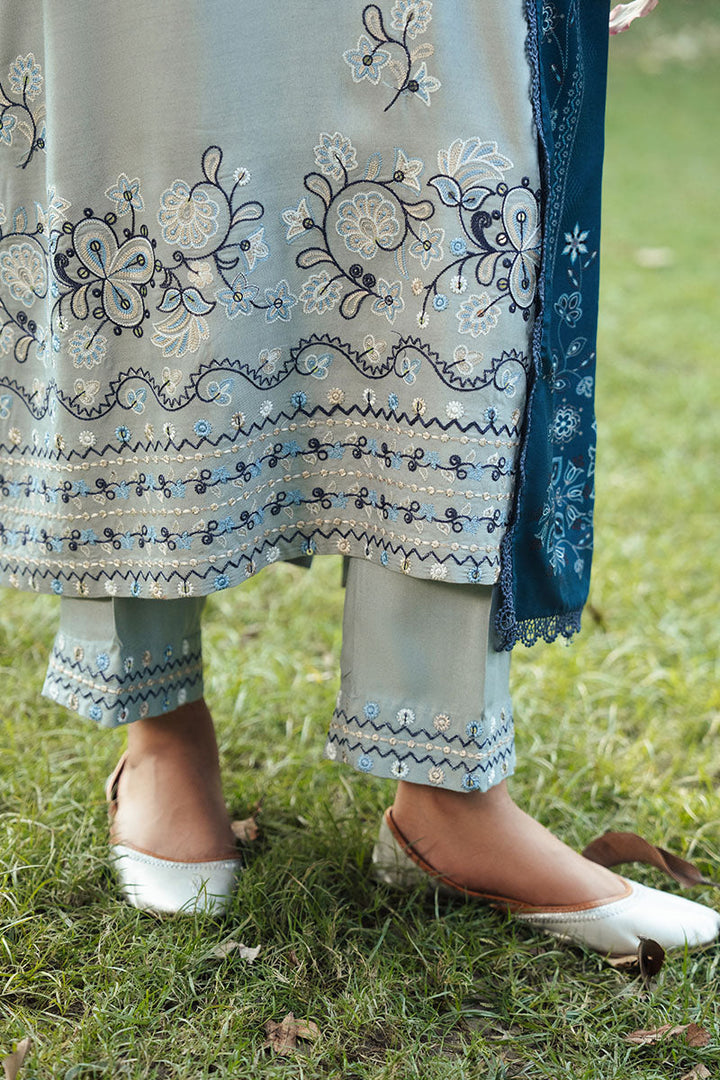 Cross Stitch - ARONA HAZE Marina Grey Unstitch Suit For Women - 3 Piece