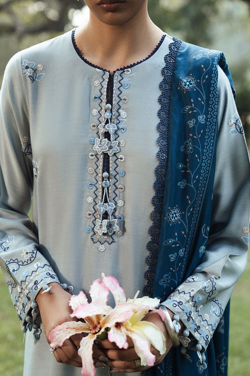 Cross Stitch - ARONA HAZE Marina Grey Unstitch Suit For Women - 3 Piece