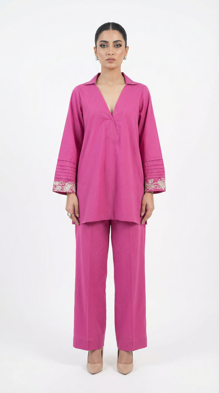 Reema Ahsan - Vaya Cotton Suit For Women - Shocking Pink and Skin - 2 Piece - Studio by TCS