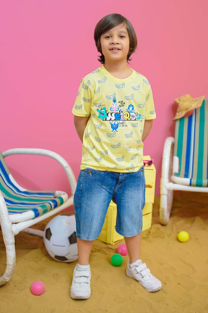 Modest - Weirdoo Graphic Tee - Yellow - Jersey - 1 Piece