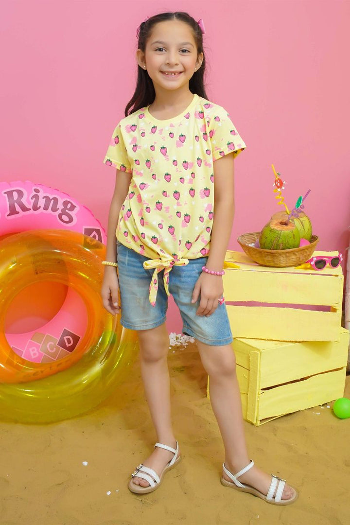 Modest - Strawberry Graphic Tee - Lime - Jersey - 1 Piece