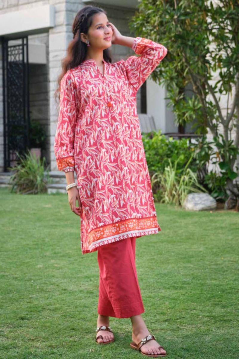 Oaks - Raspberry Lawn Printed Kurti - 1 Piece - Studio by TCS
