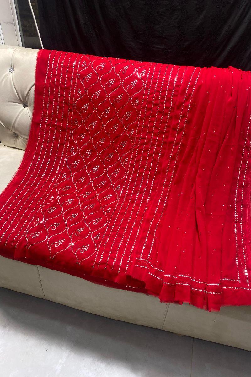 Designs By Amina - Mukesh work - Silver & gold - bamber chiffon - 2 Piece - Unstitch - 1