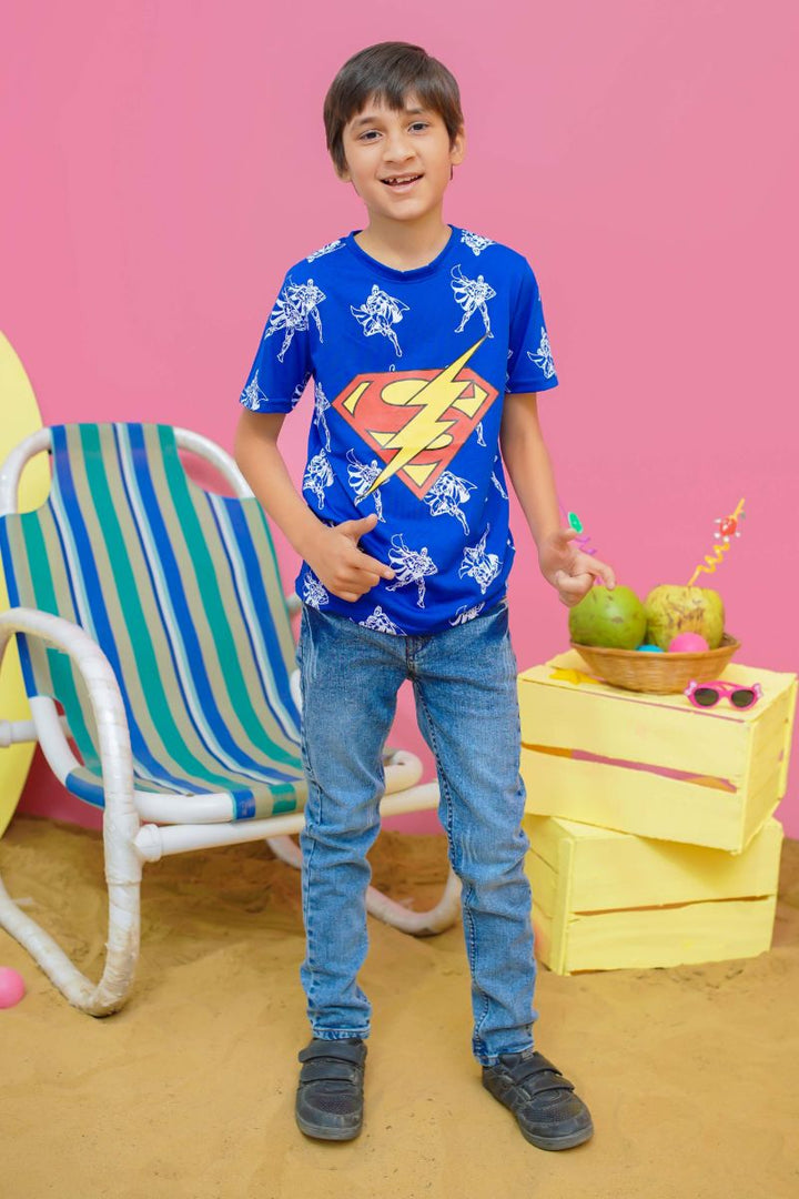 Modest - Superman Graphic Tee - Blue - Jersey - 1 Piece