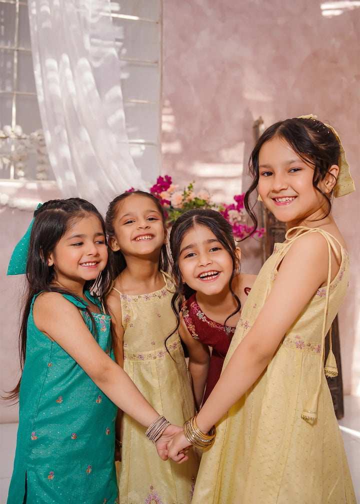 Modest - Cotton Lawn Embroidered Sharara For Girl - Green - 3 Piece