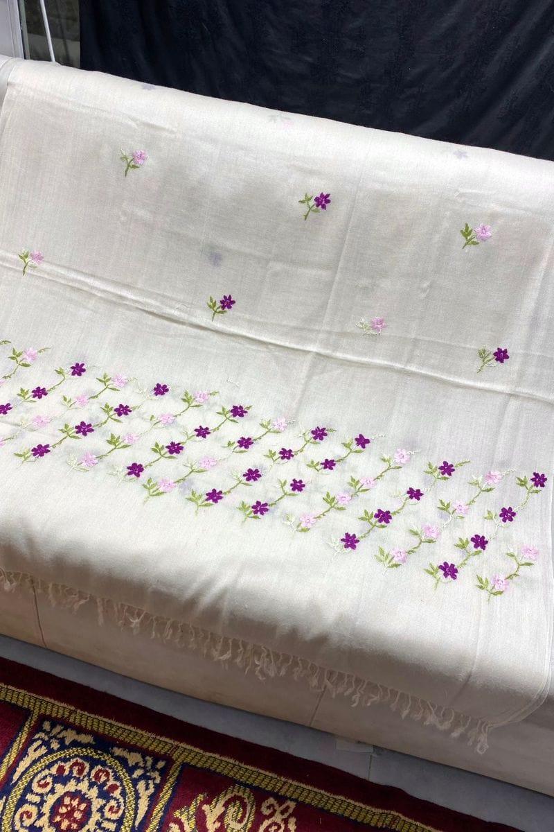 Design by Amina - Hand Work Thread Paka Work - Wool Shawl - 2 - Studio by TCS