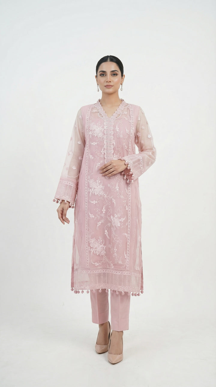 Reema Ahsan - Maven Organza Suit For Women - Pink - 4 Piece - Studio by TCS