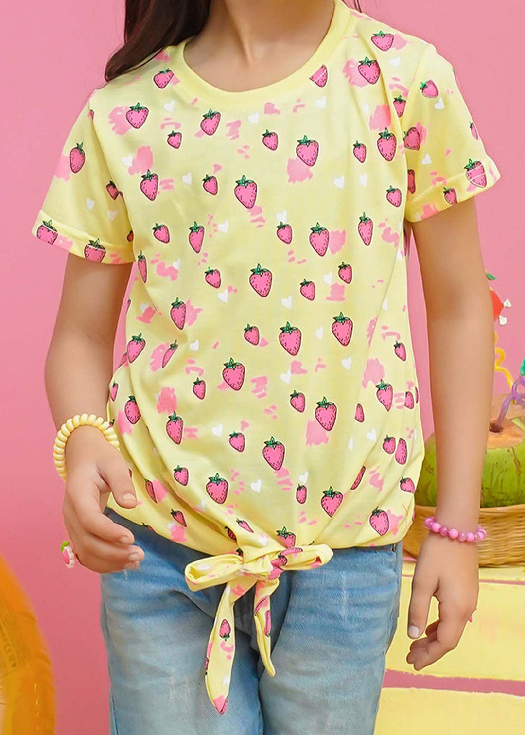 Modest - Strawberry Graphic Tee - Lime - Jersey - 1 Piece