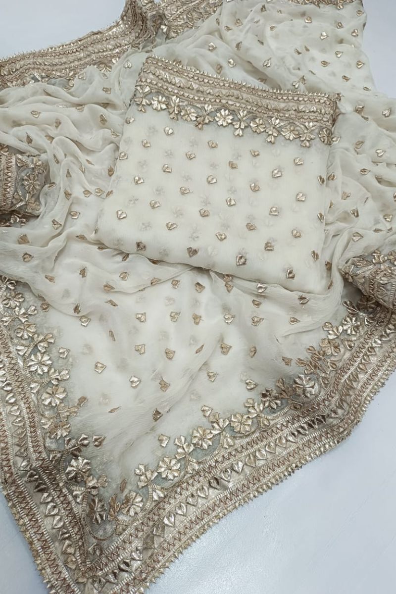 Designs By Amina - Handwork Antique gota work - pure chiffon - 2 Piece - Unstitch - 06