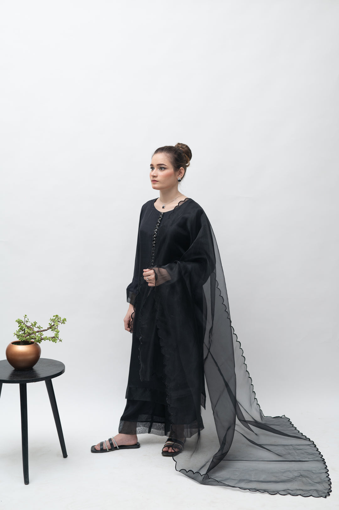 Alifyay - Black - Cotton Silk - 3 Piece