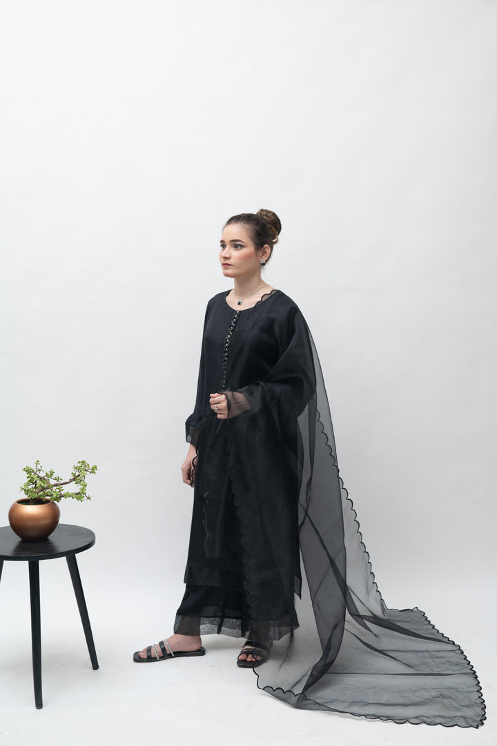 Alifyay - Black - Cotton Silk - 3 Piece