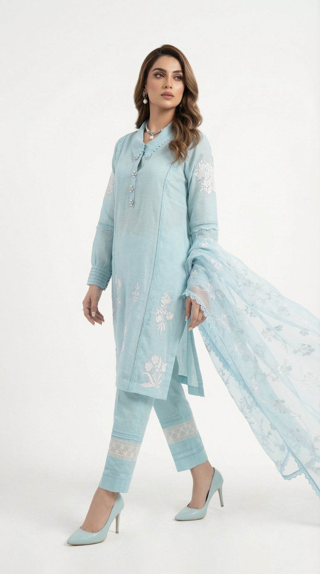Reema Ahsan - Lumi Cora Cotton Suit For Women - Blue - 3 Piece - Studio by TCS