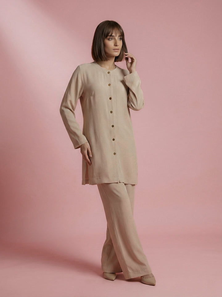 Gulabo - Sable Set Blended Cape Suit For Women - Biege - 2 Piece