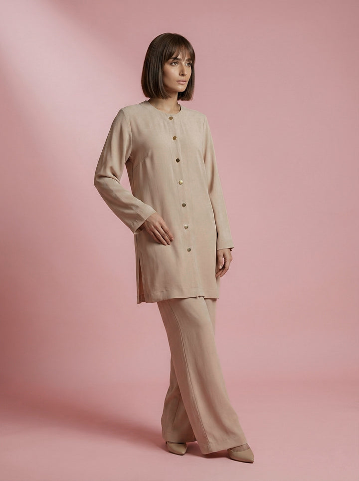 Gulabo - Sable Set Blended Cape Suit For Women - Biege - 2 Piece