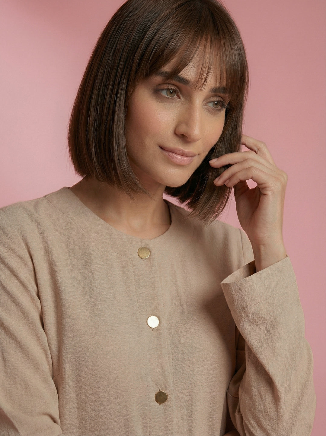 Gulabo - Sable Set Blended Cape Suit For Women - Biege - 2 Piece