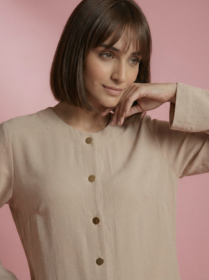 Gulabo - Sable Set Blended Cape Suit For Women - Biege - 2 Piece