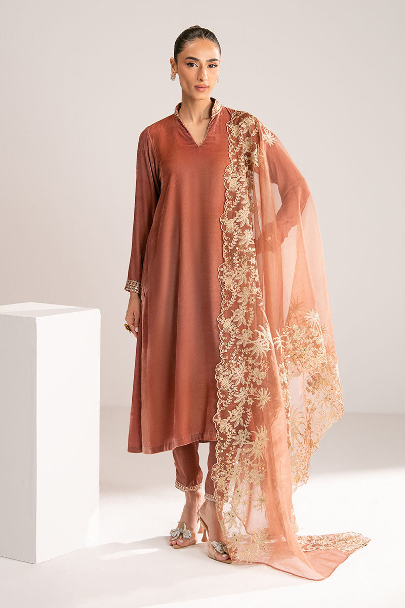 Cross Stitch - Blush Haze Velvet Suit For Women - Pink - 3 Piece