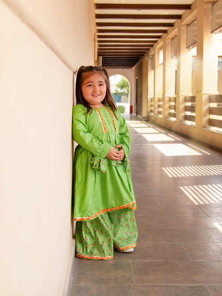 Kidoz Kloset - Daylily Printed Cotton Peplum Set For Girl