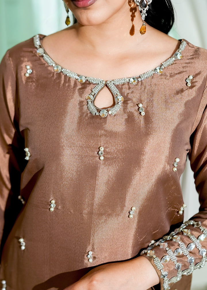 Allure By Ih - Zelda Raw Silk Suit For Women - Brown - 3 Piece