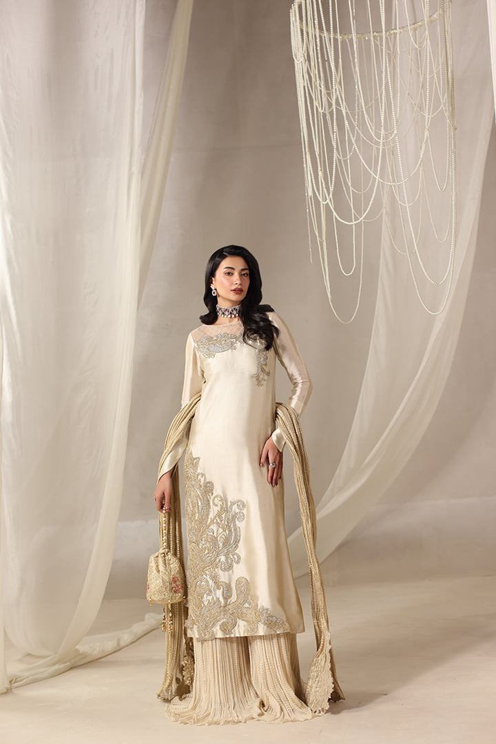 Musferah Saad - Lyra Tissue Silk Sharara For Women - 3 piece - Studio by TCS