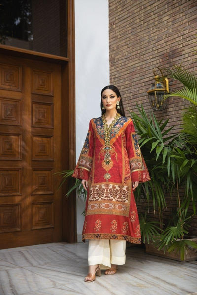 Shamaeel - Noor - Long straight shirt traditional print on silk fabric this print is inspired by the Mughal Era Art - 2 Piece - Studio by TCS