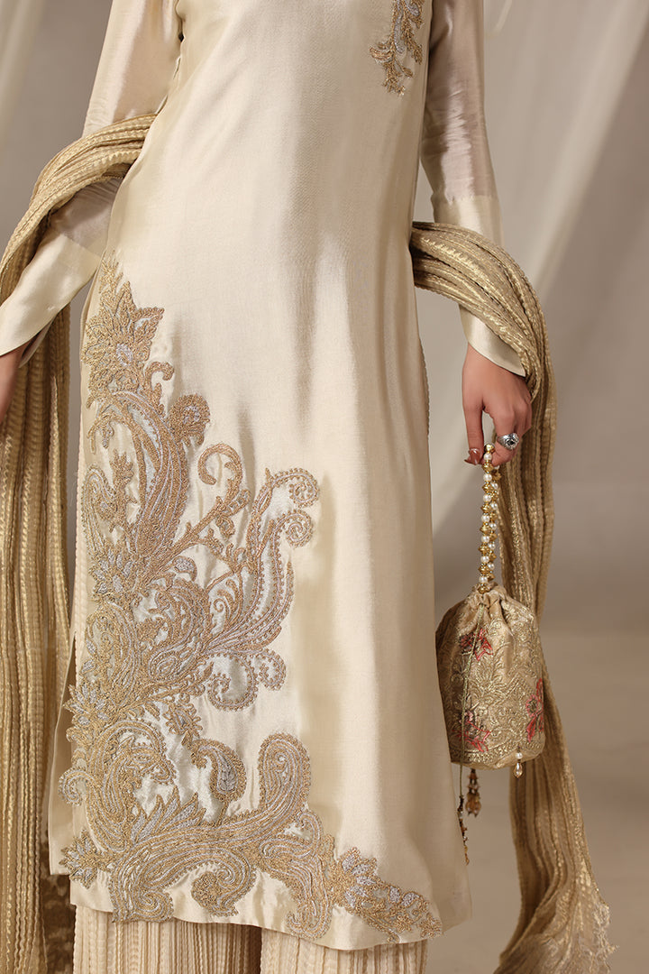 Musferah Saad - Lyra Tissue Silk Sharara For Women - 3 piece - Studio by TCS