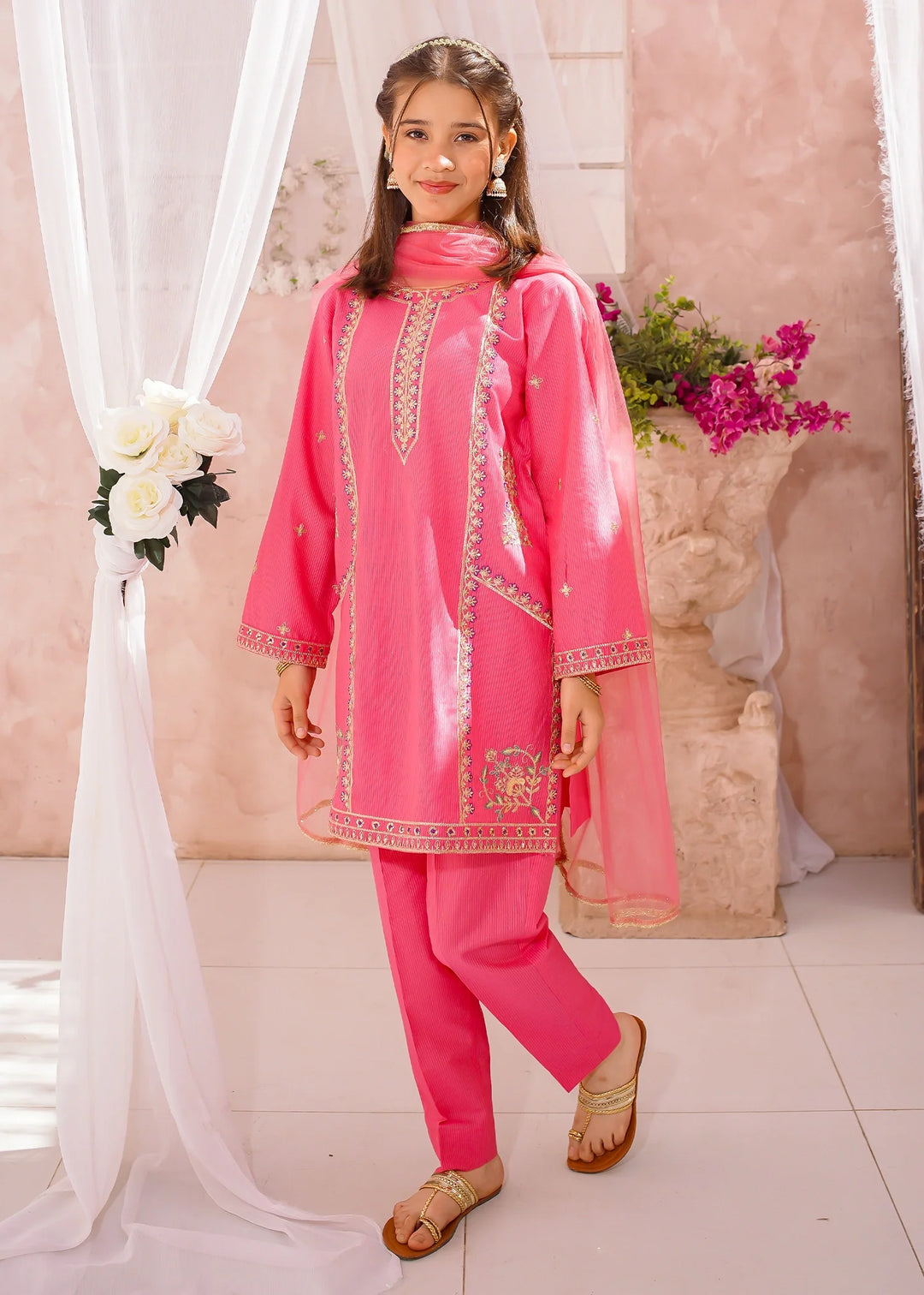 Modest - Cotton Lawn Embroidered Suit For Girl - 3 Piece