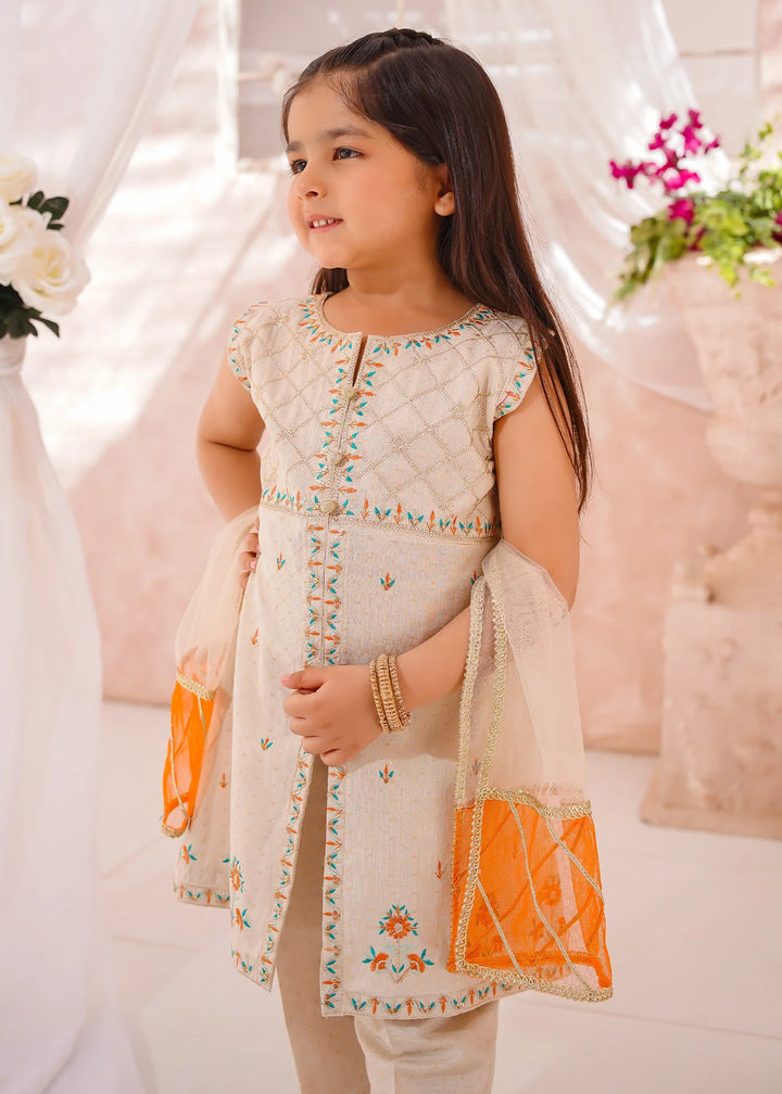 Modest - Cotton Lawn Embroidered Suit For Girl - White - 3 Piece