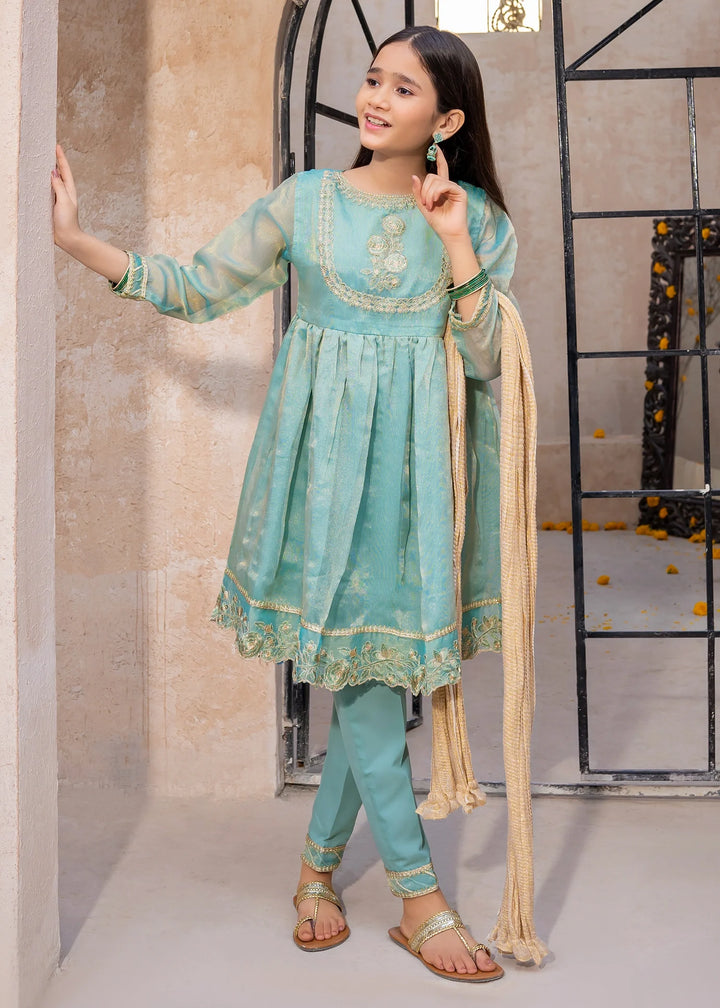 Modest - Maysuri Embroidered Frock For Girl -  3 Piece