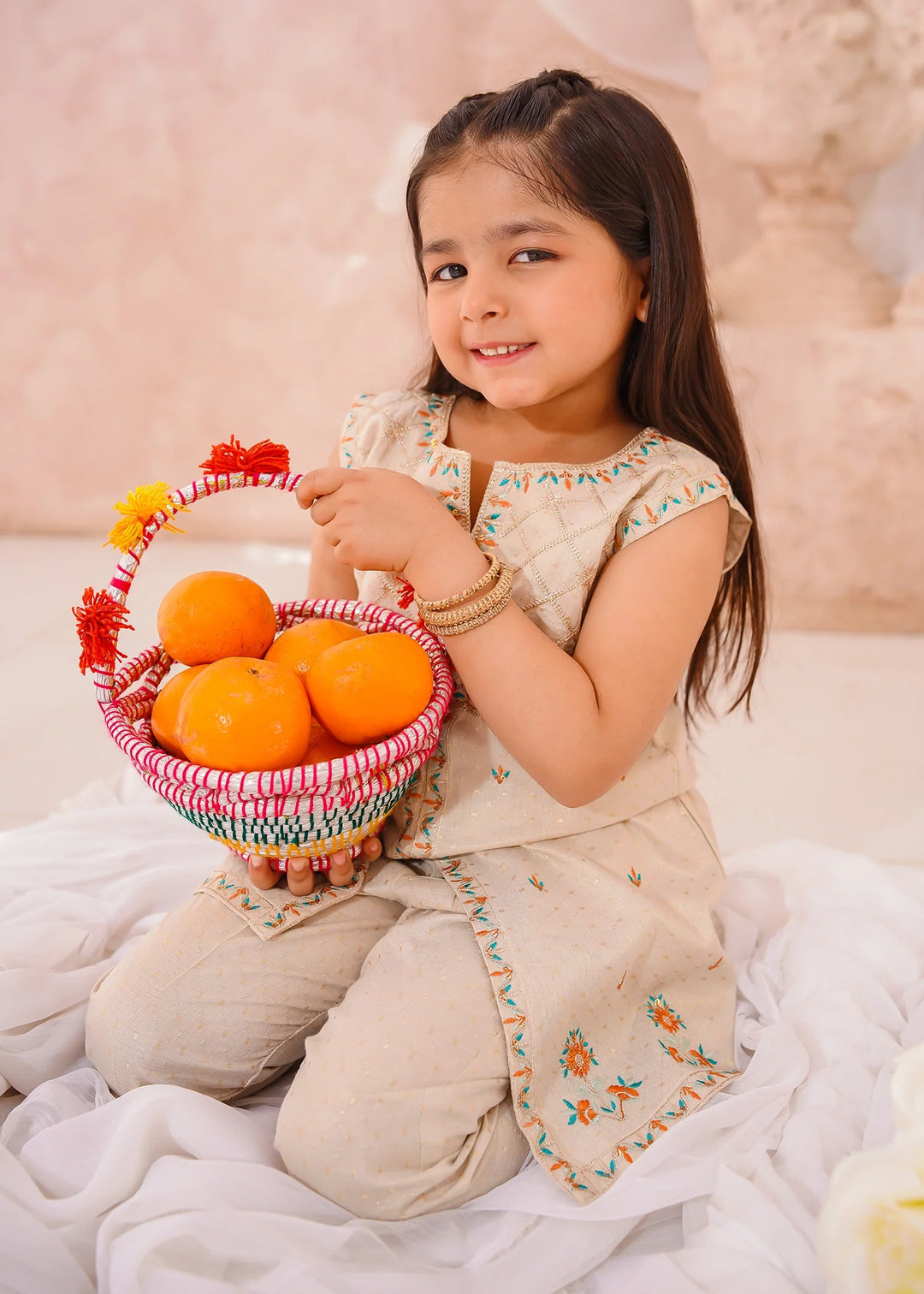 Modest - Cotton Lawn Embroidered Suit For Girl - White - 3 Piece