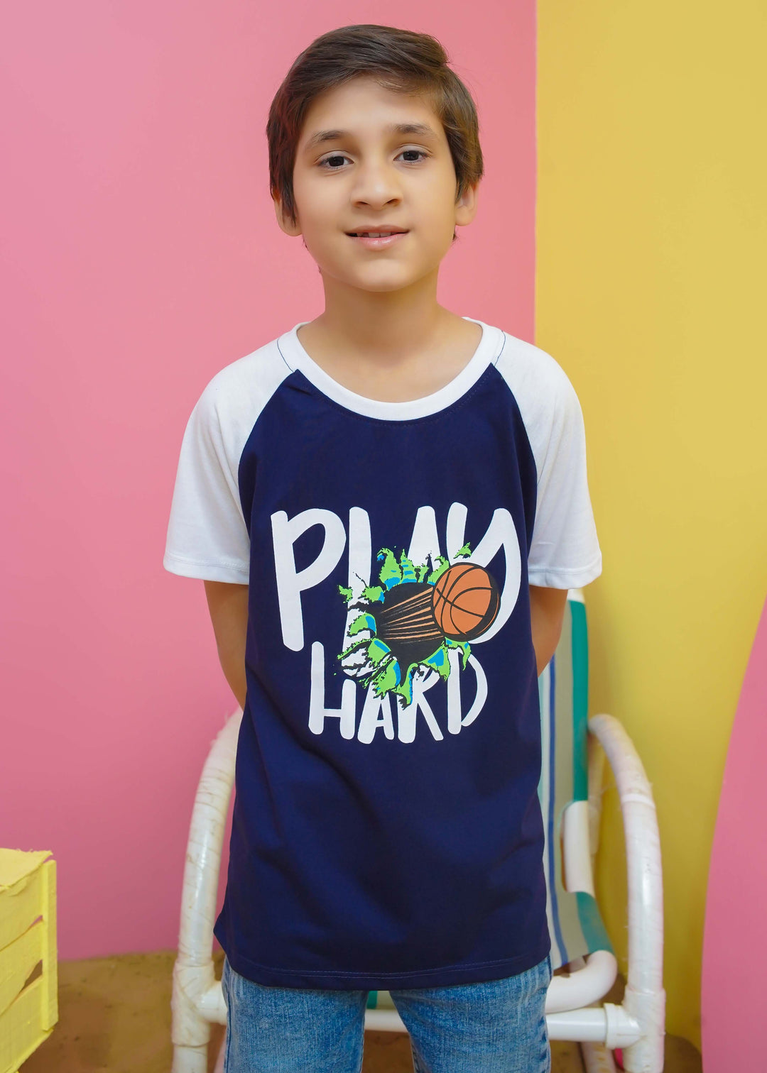 Modest - Basket Ball Graphic Tee - Blue - Jersey - 1 Piece