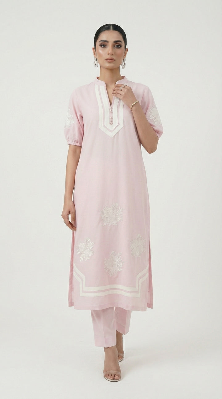 Reema Ahsan - Neve Irish Cotton Suit For Women - Light Pink and White - 2 Piece - Studio by TCS