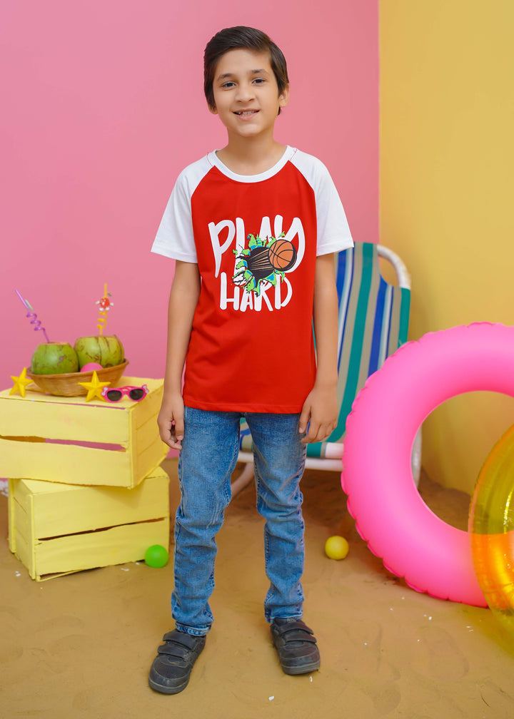 Modest - Basket Ball Graphic Tee - Red - Jersey - 1 Piece