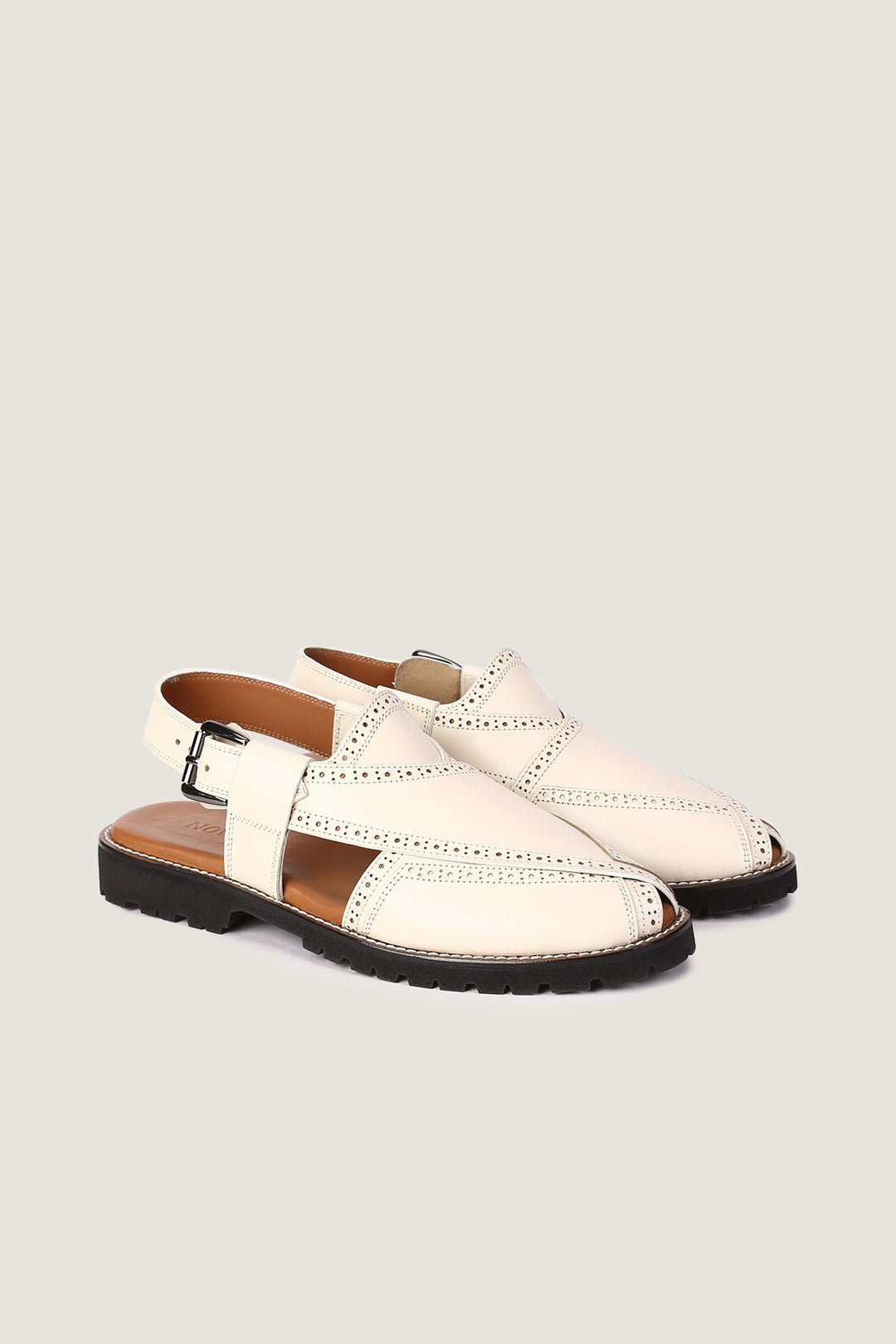 Navado - Brogue Peshawari Off White Sandals For Men
