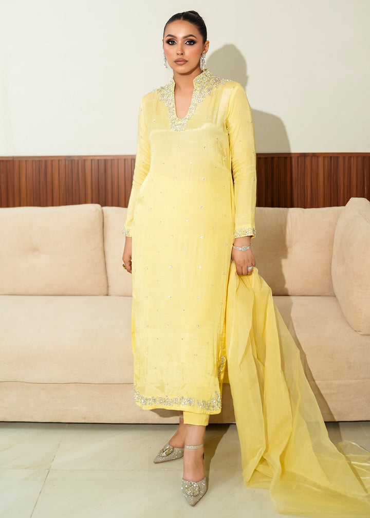 Allure By Ih - Buttercup Raw Silk Suit For Women - Yellow - 3 Piece